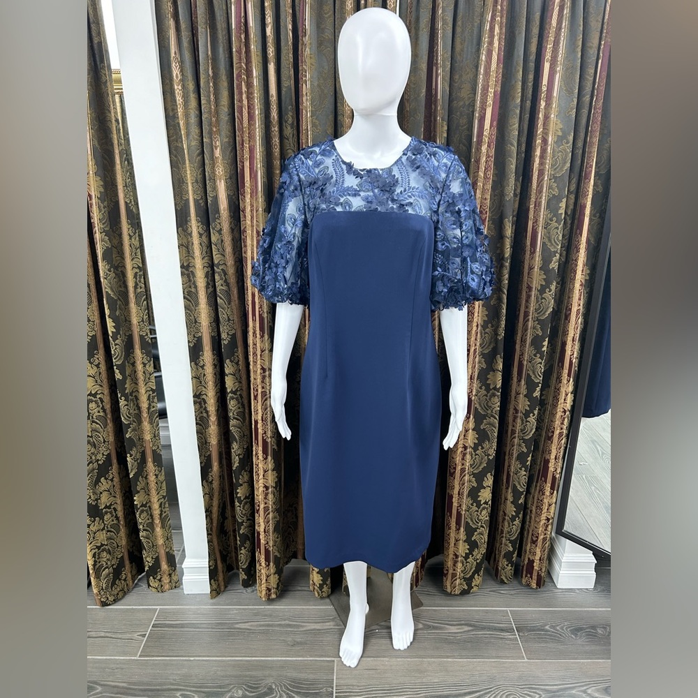 CARMEN MARC VALVO INFUSION FLORAL NAVY DRESS